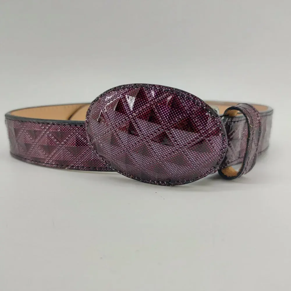 Western Girls Size 28 Belt Purple Patent Leather Textured Cowgirl